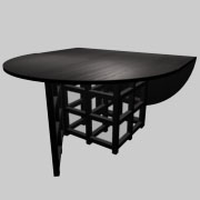 Basset-Lowke. Square table top folding at two ashwood frame and veneered top, open black lacquered.