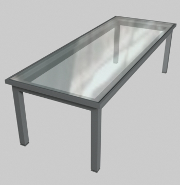 Square table 2.5 m * 0.9 m - alluminium and glass