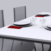 Table Unifor model LESS with chairs by Kartell